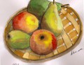 Äpfel und Birnen, Aquarell, 2007, 21x29